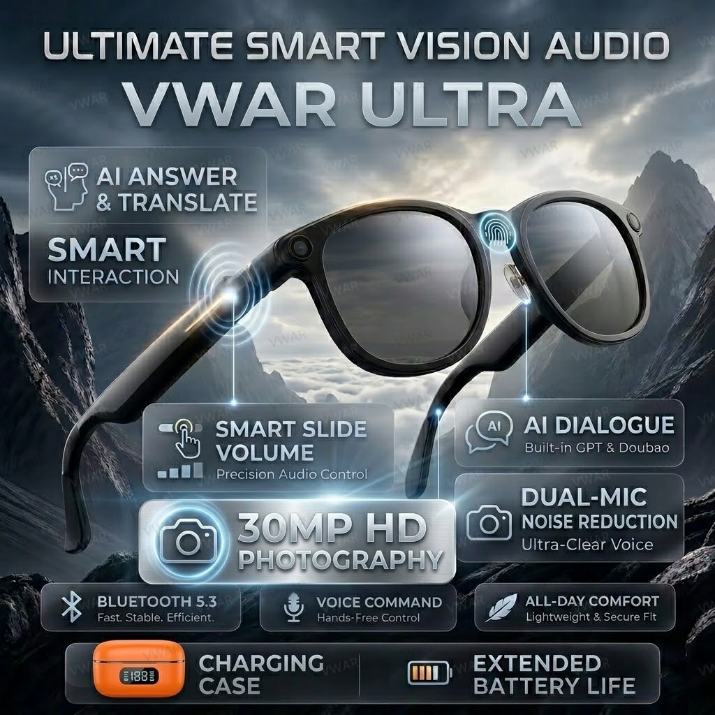 Photography Videos Free - VWAR Smart Glasses with 3600mAh Charging