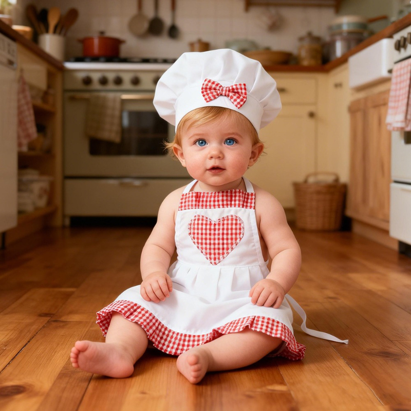 Photography Outfits - Red Gingham Baby Chef Costumes Newborn