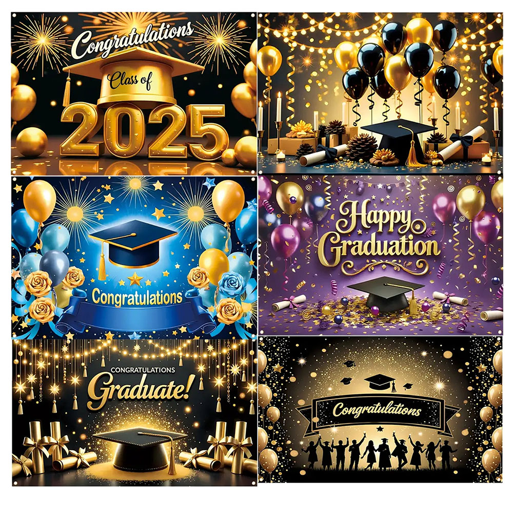 Photography Of The Year 2025 - 2025 Happy Graduation Backdrop Glitter Balloon