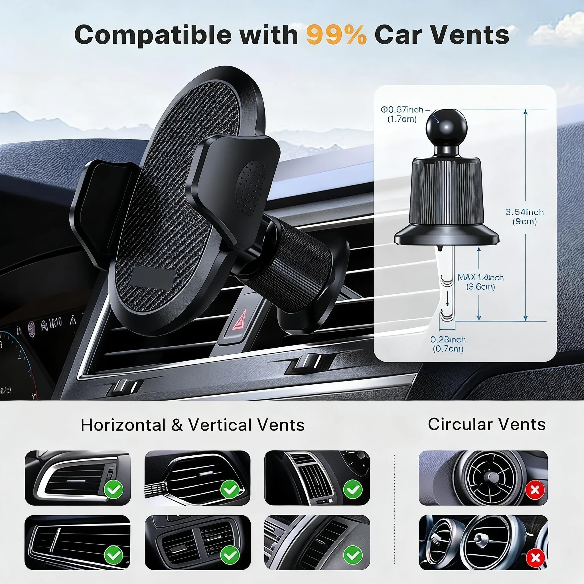 Peak Design Clip - Car Phone Mount (with Metal Hook