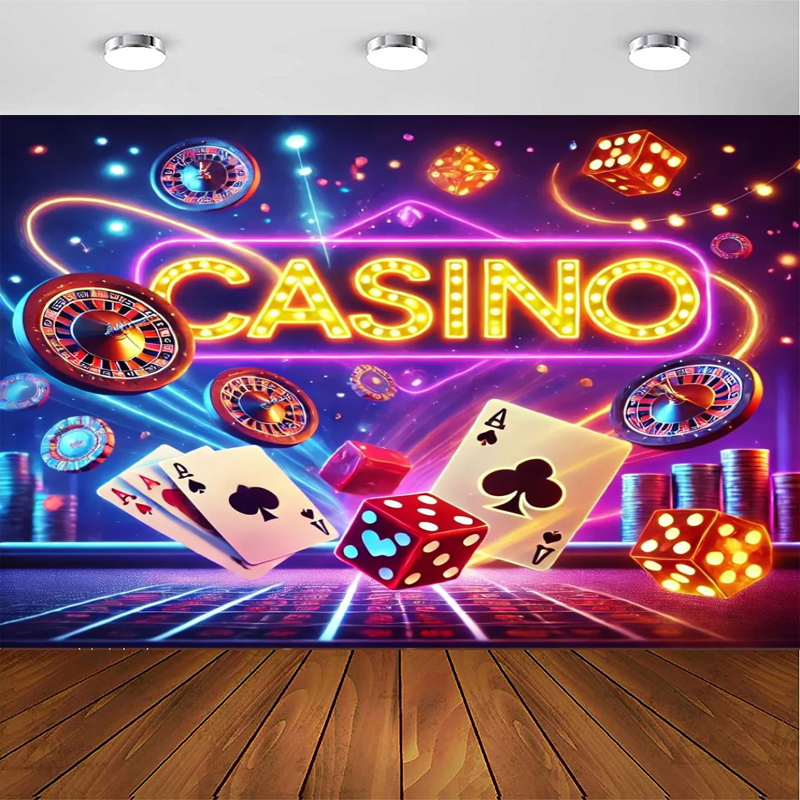 Photography Contest - Casino Night Photography Backdrop Neon Game
