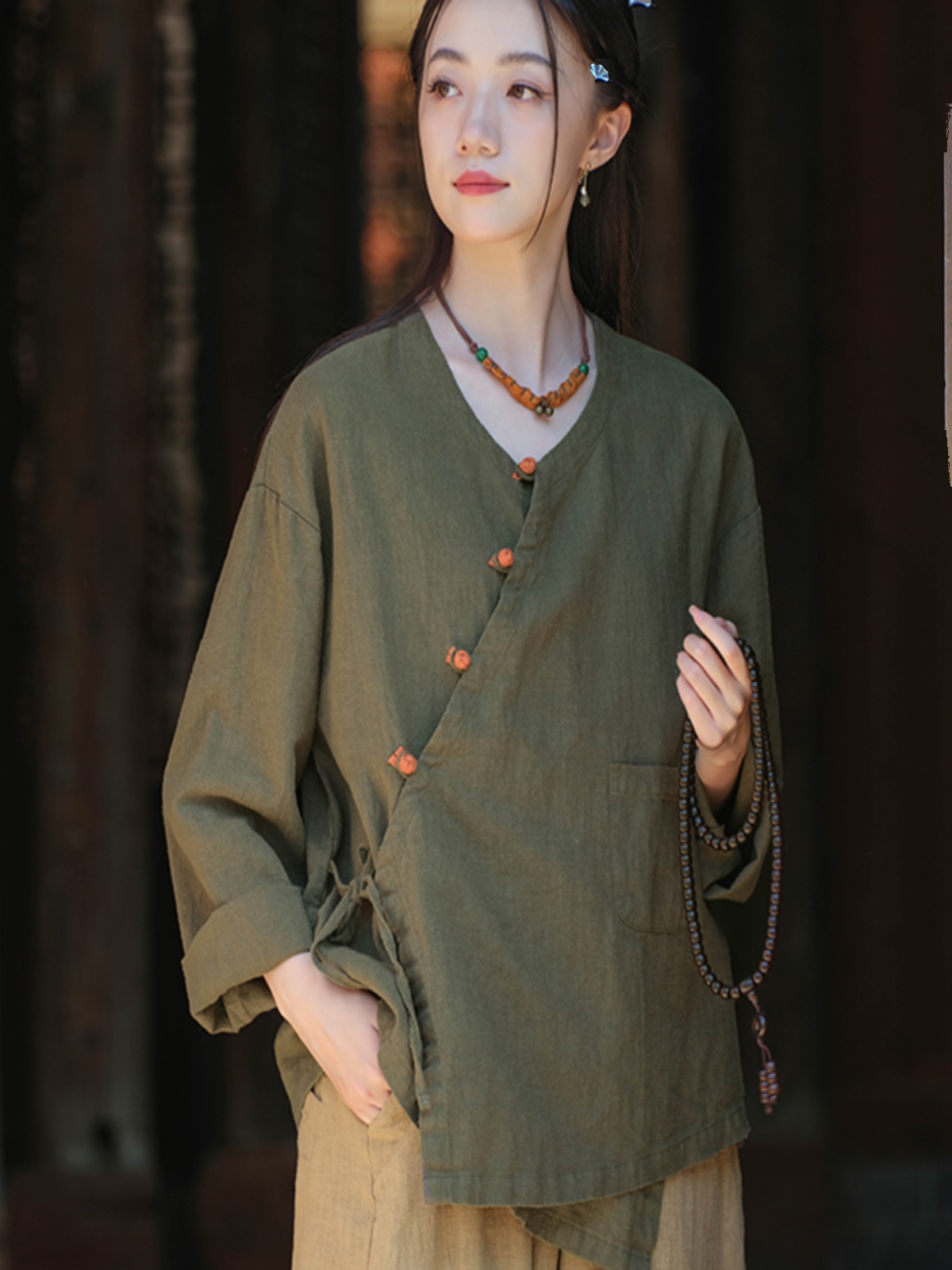 Photography Jacket - Retro Button up Cotton Linen Short