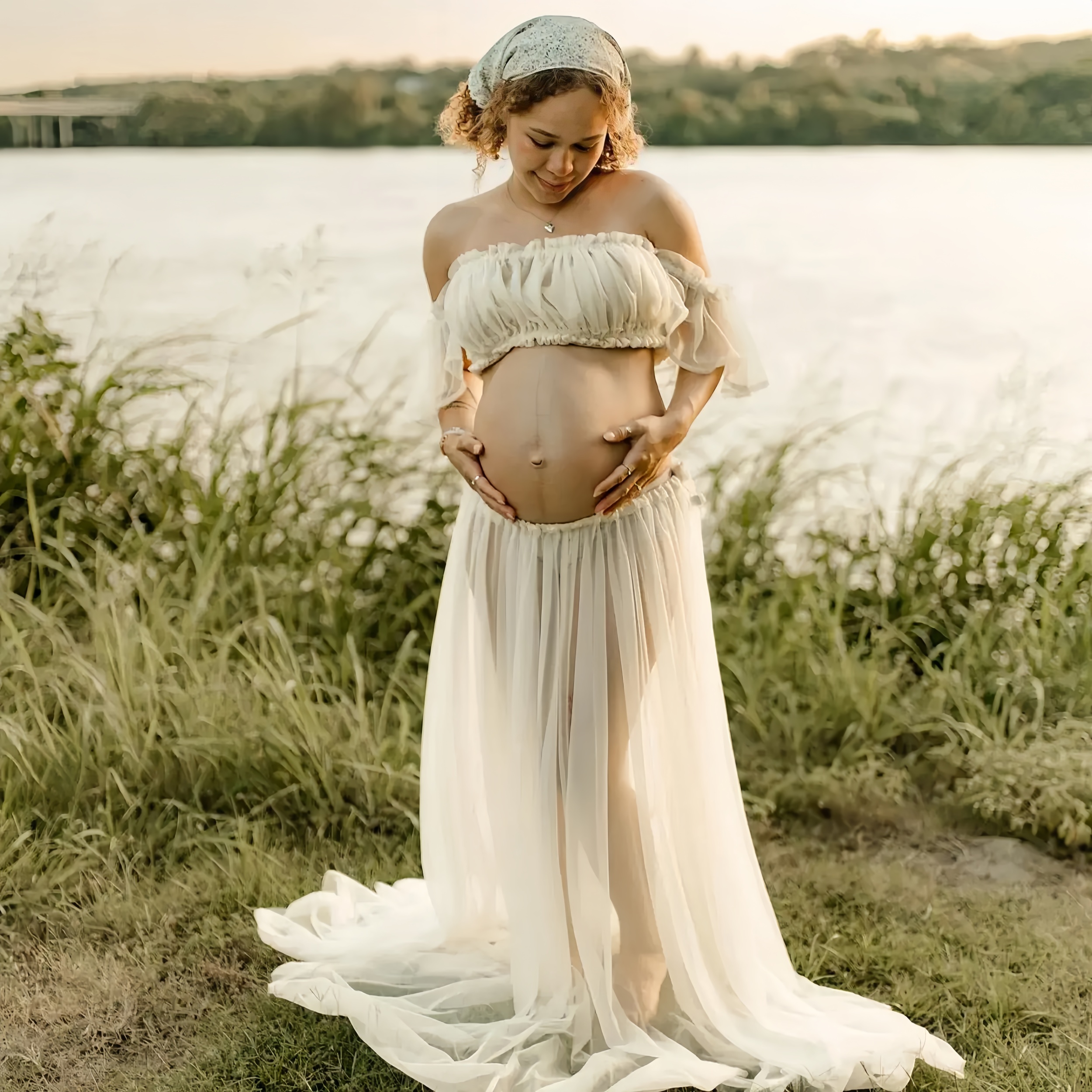 Photography Outfits - 2 in 1 Chiffon Matenity Photo