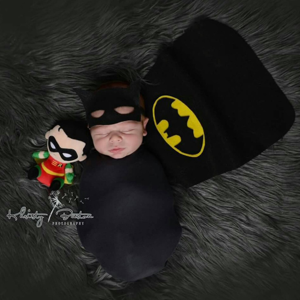 Photography Outfits - Newborn Baby Batman Cape and Wrap