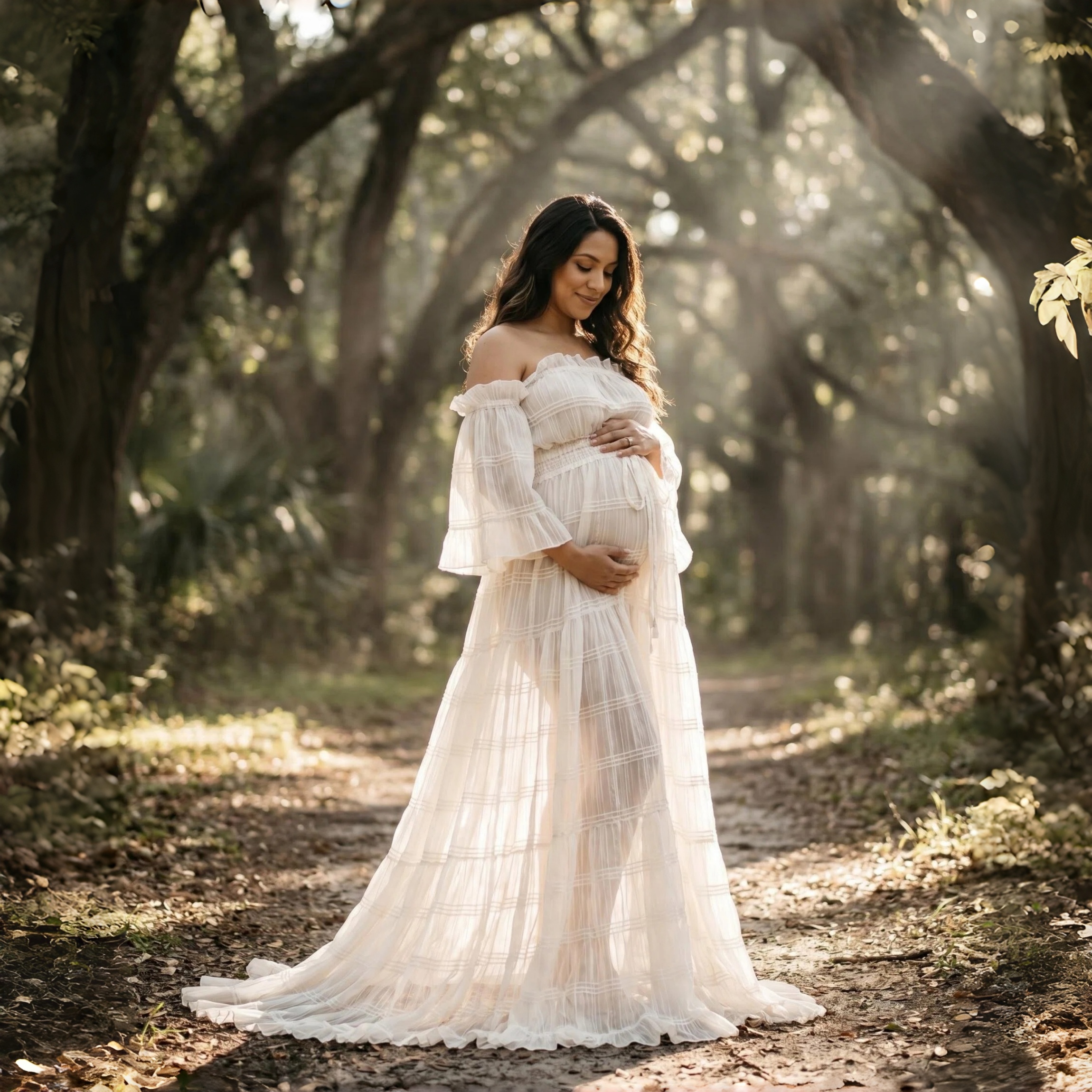 White Pleated Chiffon Maternit - Photography Outfits reseña y precio
