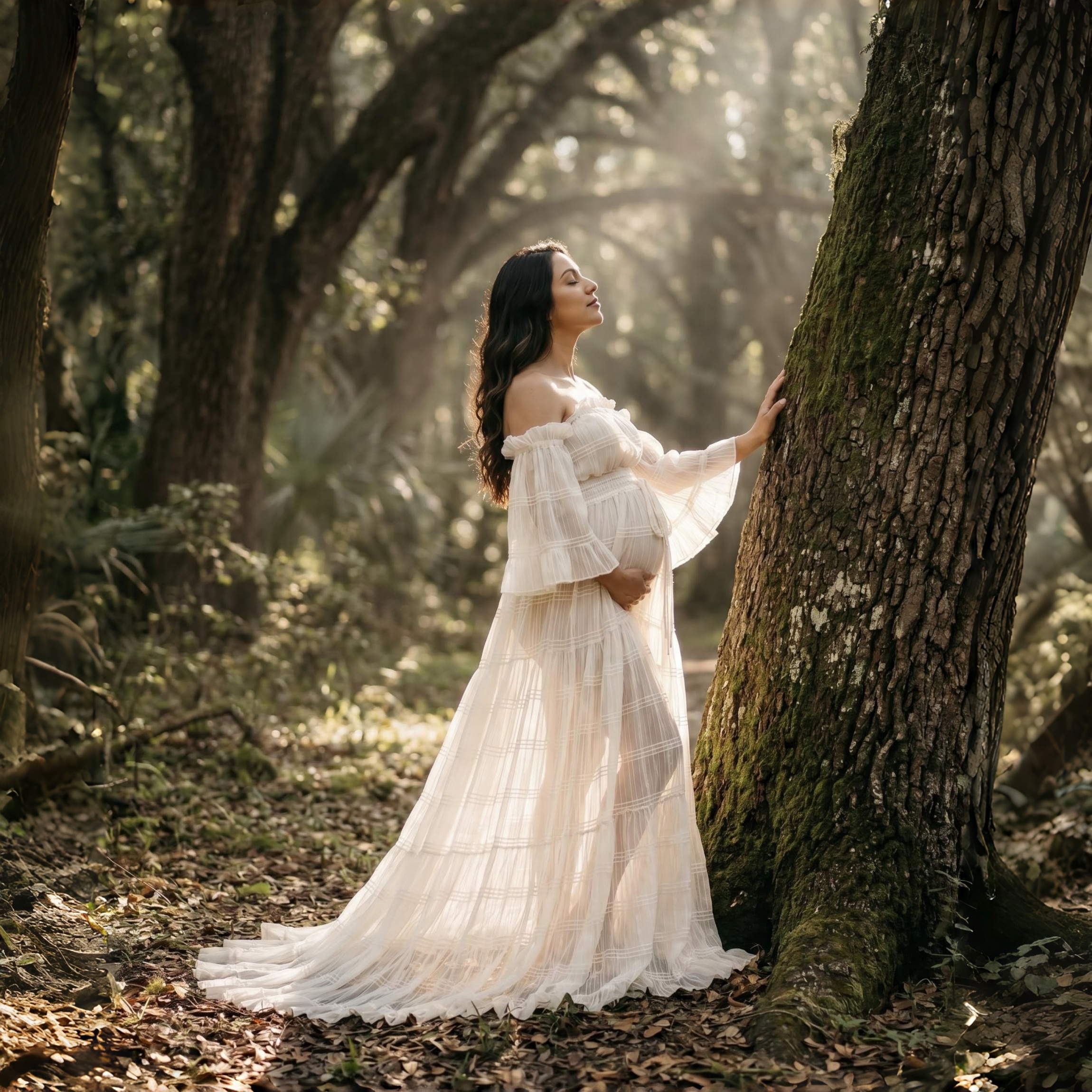 White Pleated Chiffon Maternit - Photography Outfits reseña y precio