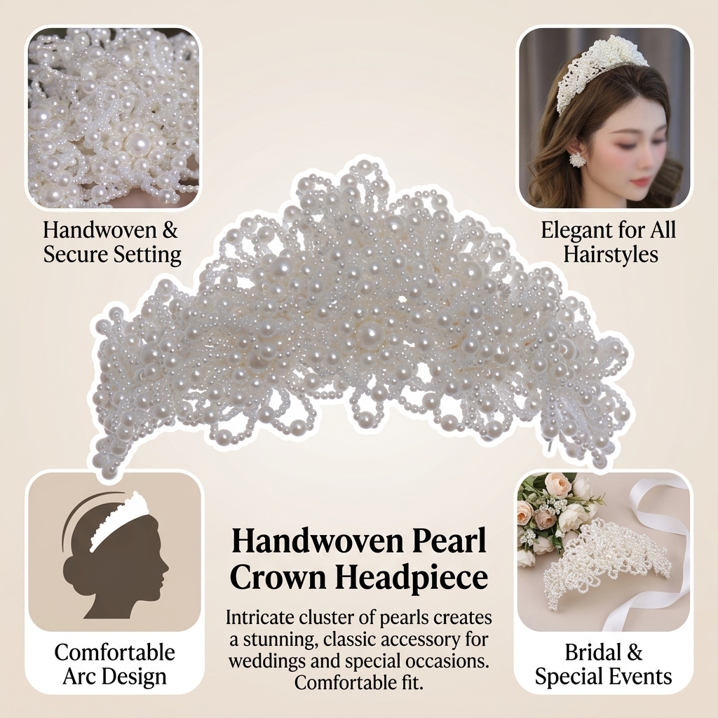 Pearl Crown Headpiece For Wedd - Photography Wedding reseña y precio