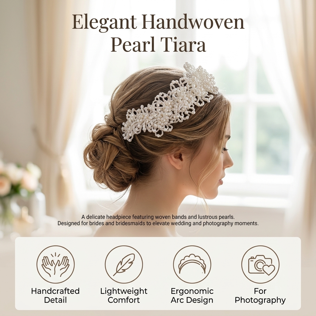 Pearl Crown Headpiece For Wedd - Photography Wedding reseña y precio