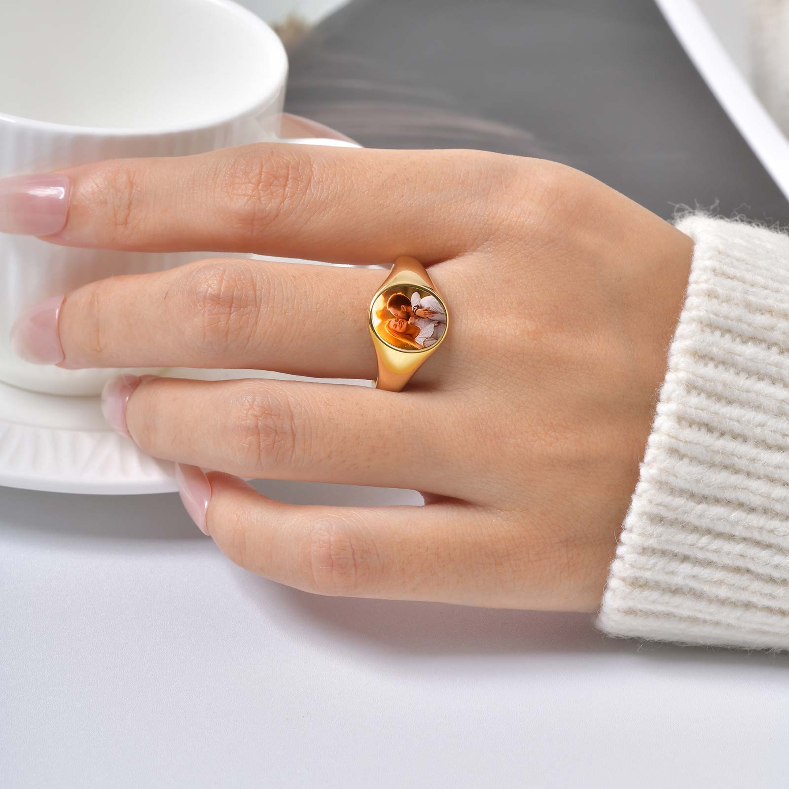 Custom Photo Signet Ring for W - Photography Logo reseña y precio