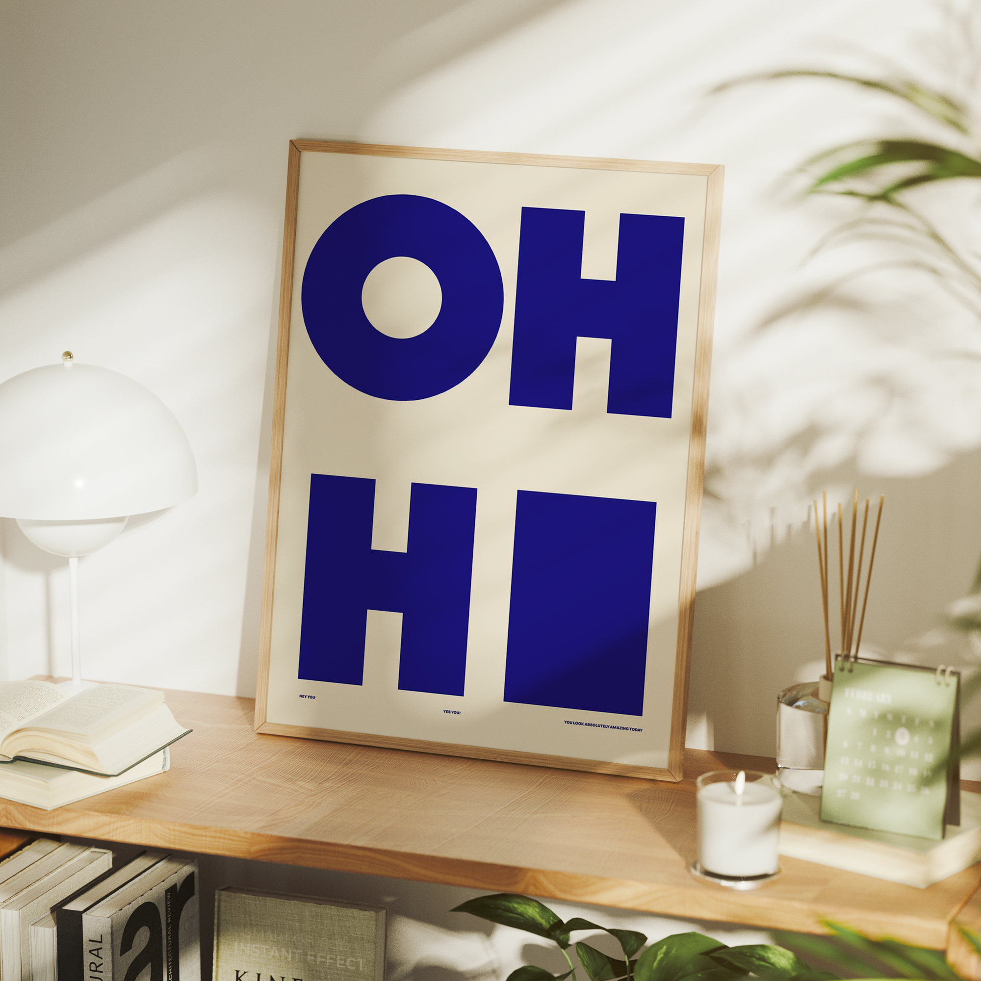 Modern,Minimalist OH HI Blue W - Photography Nature reseña y precio