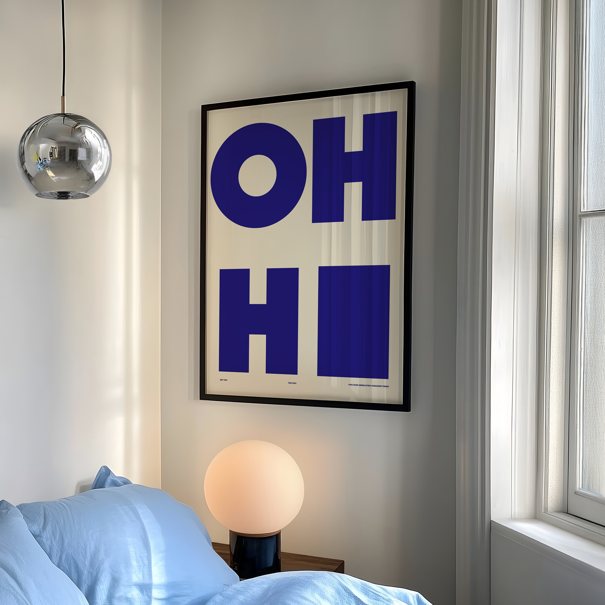 Modern,Minimalist OH HI Blue W - Photography Nature reseña y precio