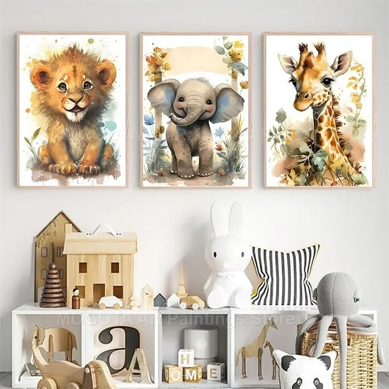 Watercolor Lion Giraffe Tiger  - Photography Nature reseña y precio
