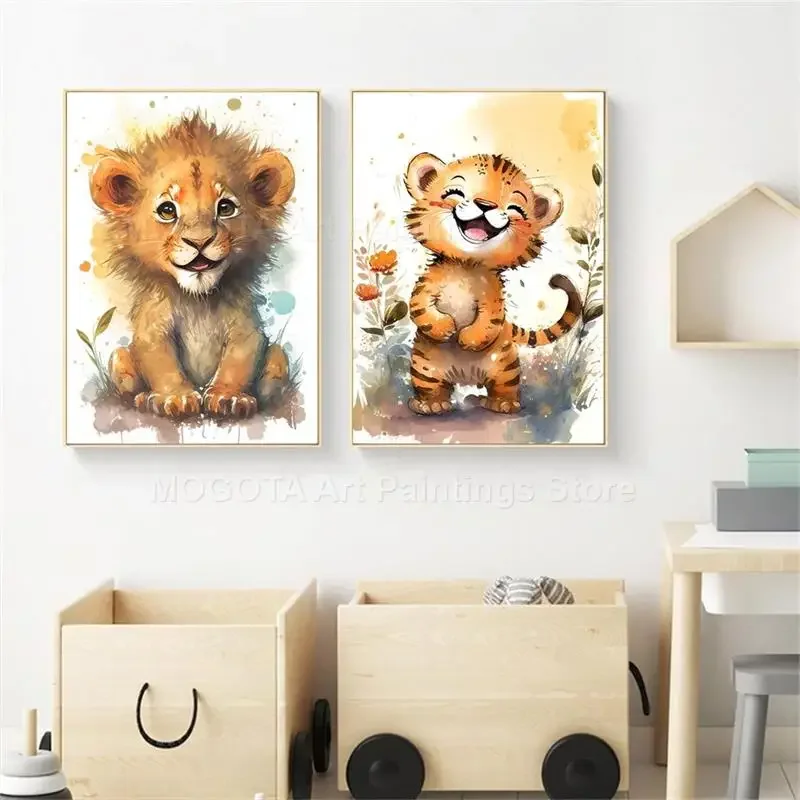 Watercolor Lion Giraffe Tiger  - Photography Nature reseña y precio