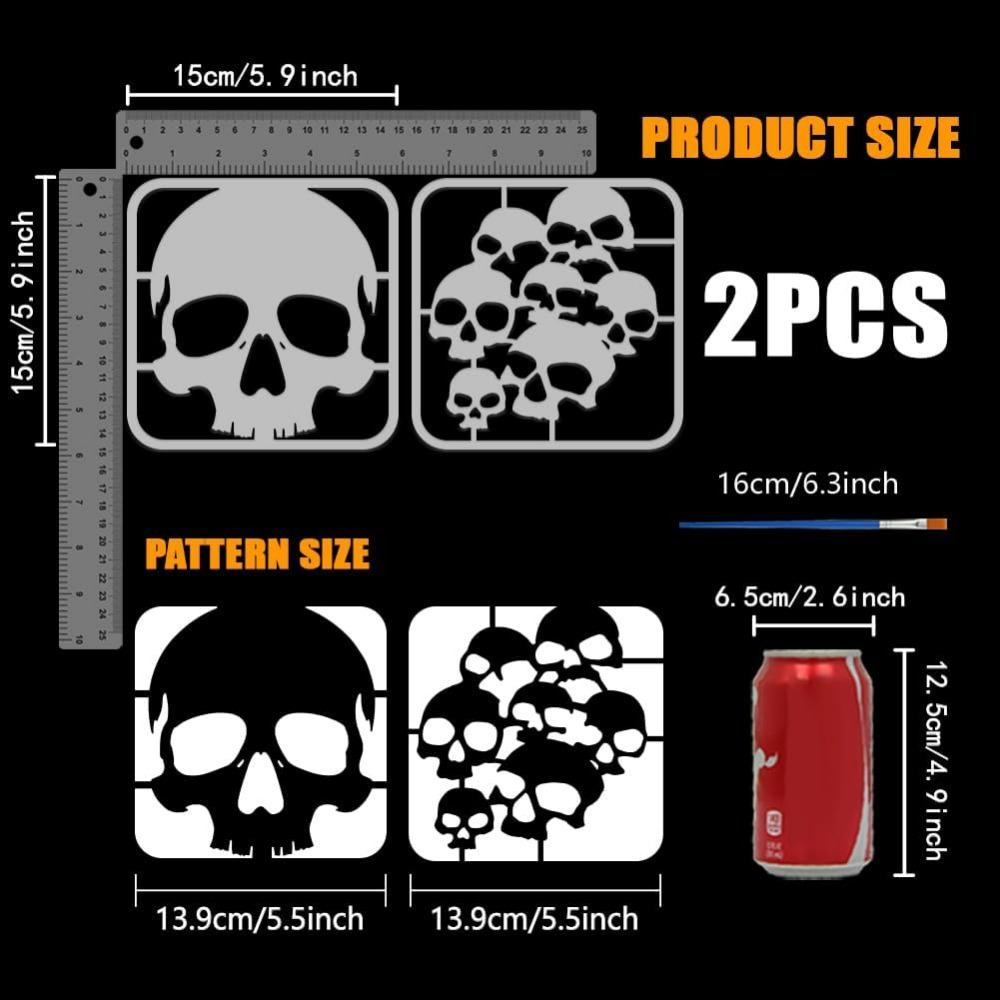 2 Pcs Skull Pattern Stencils w - Photography Technique reseña y precio
