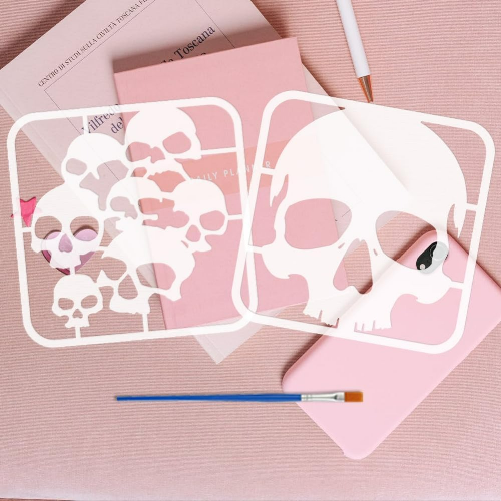 2 Pcs Skull Pattern Stencils w - Photography Technique reseña y precio